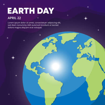 Earth day design with illustration of earth and outer spaceのイラスト素材