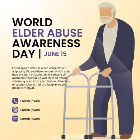 World elder abuse awareness day background with an old man walking with a walkerのイラスト素材