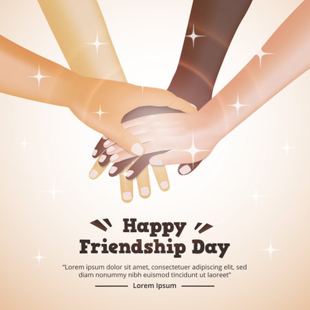 Friendship day background with hands stacking togetherのイラスト素材