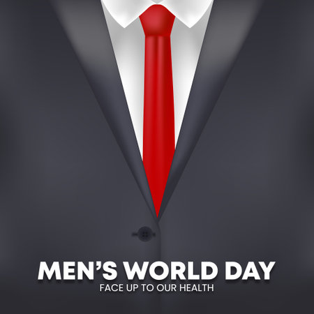 Men's world day background with a black suit and red tieのイラスト素材