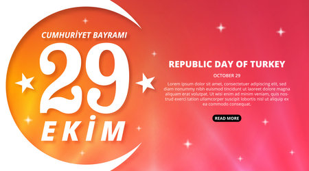 29 Ekim cumhuriyet bayrami or Turkey republic day background with cutting paper designのイラスト素材