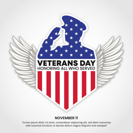 Veterans day background with a flag veteran silhouette and wingsのイラスト素材
