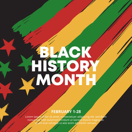Black history month background with a painted flag with African color on dark backgroundのイラスト素材