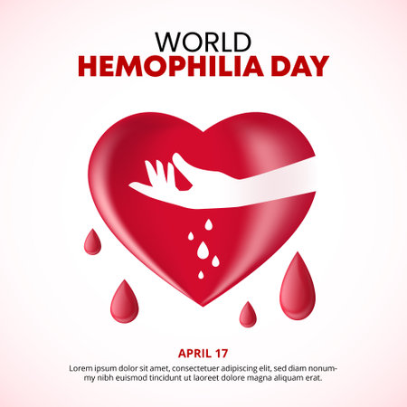 World hemophilia day background with an illustration of a heart shape dripping bloodのイラスト素材