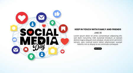 Social media day background with notificationsのイラスト素材