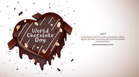 World chocolate day background with a delicious chocolate nut cakeのイラスト素材