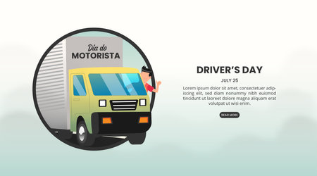 Dia do motorista or drivers day background with a thumb up of driver truckのイラスト素材
