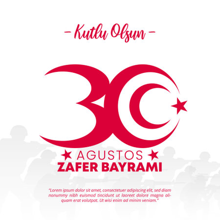 30 AÄustos Zafer Bayrami or Turkey victory day background with a typography and silhouette soldiersのイラスト素材