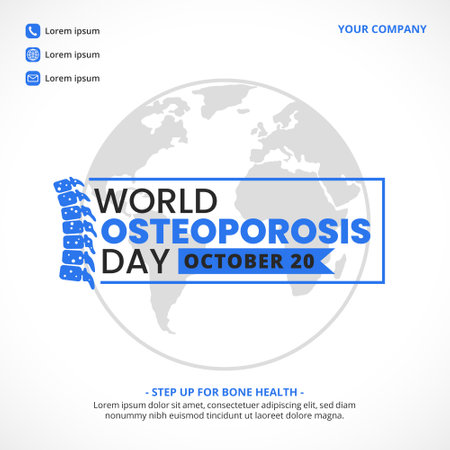 Square World Osteoporosis Day background with porous bones and world globeのイラスト素材