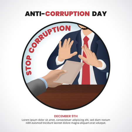 International Anti-corruption Day with a person trying to reject corruptionのイラスト素材
