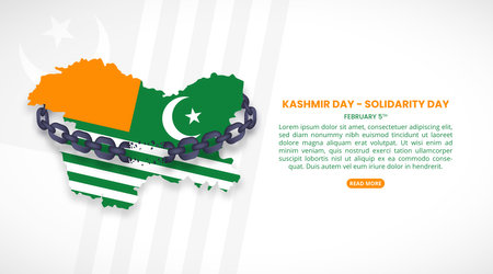 Kashmir Day Solidarity Day background with a flag map and broken chainのイラスト素材