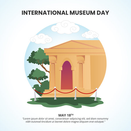 International Museum Day background with a museum buildingのイラスト素材