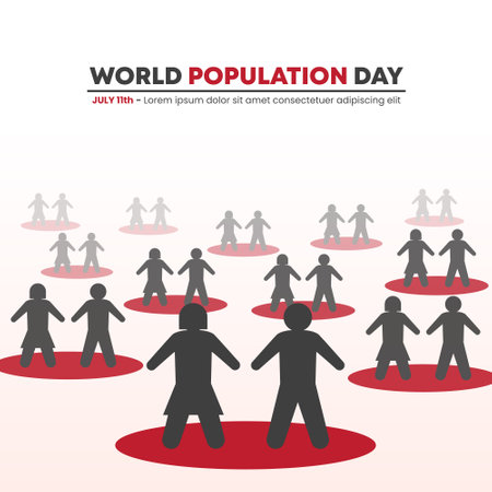 World Population Day background with illustration of populationのイラスト素材