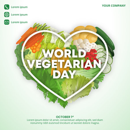 World Vegetarian Day background with love shaped vegetablesのイラスト素材