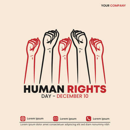 Human Rights Day background with painted raised fistsのイラスト素材