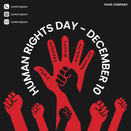 Human Rights Day background with raised fistsのイラスト素材