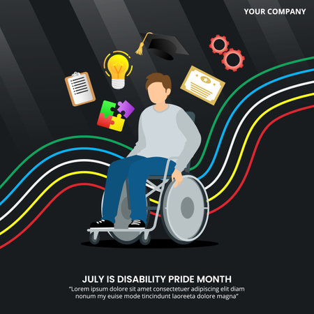 Disability Pride Month design with disability and accomplishmentのイラスト素材