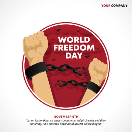 World Freedom Day design with hands released from chainsのイラスト素材