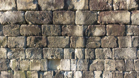 the stone wall of ratu boko palace complexの写真素材