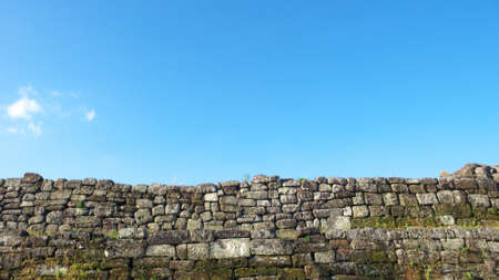 the stone wall of ratu boko palace complexの写真素材
