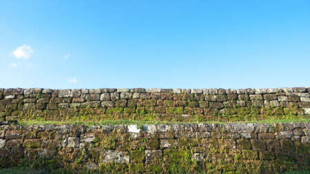 the stone wall of ratu boko palace complexの写真素材