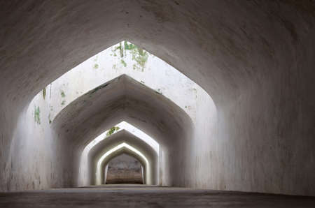 sumur gumantung, the underground walkway tunnel, taman sari water castle - the royal garden of sultanate of jogjakartaの写真素材