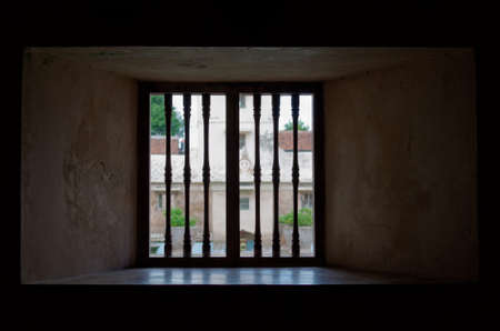 window view at taman sari water castle - the royal garden of sultanate of jogjakartaの写真素材