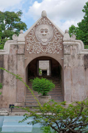 a gate at taman sari water castle - the royal garden of sultanate of jogjakartaの写真素材