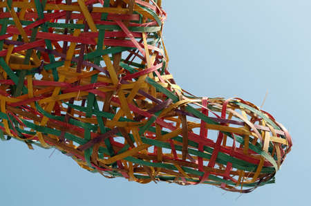 abstract composition of colorful woven bambooの写真素材