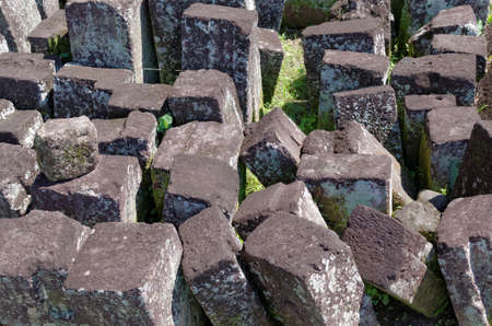 stone blocks ruins in ratu boko temple complex