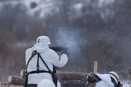 ST. PETERSBURG, RUSSIA - JAN 20: Participants of historical reenactment of breaking the siege of...