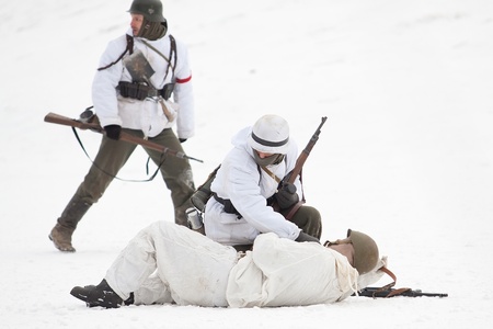 St. PETERSBURG, RUSSIA - JAN 27: Participants of historical reenactment of lifting of Leningrad...