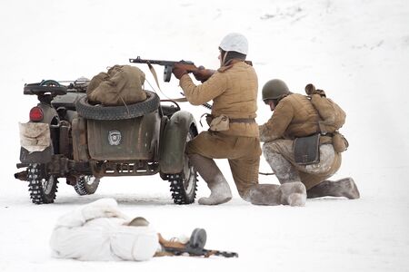 St. PETERSBURG, RUSSIA - JAN 27: Participants of historical reenactment of lifting of Leningrad...