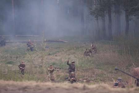 ST. PETERSBURG, RUSSIA - MAY 12: Historical reenactment of the combats in may 1945 in Czechoslovakia on May 12, 2013 in St. Petersburg, Russia.
のeditorial素材
