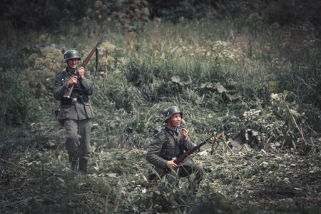 ST. PETERSBURG, RUSSIA - JUNE 14: Historical reenactment of the combats in june 1941 on the borders of the USSR on June 22, 2014 in St. Petersburg, Russia.のeditorial素材