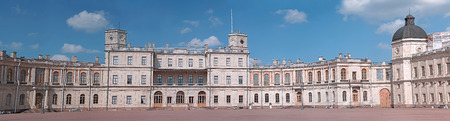 Panoramic shot of the Gatchina palace, St. Petersburg, Russiaのeditorial素材