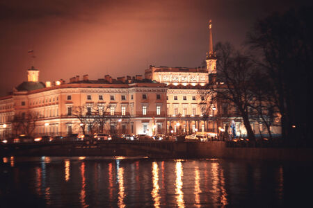 View of Mikhailovsky castle, residence of emperor Paul I (1754-1801), in St. Petersburg, Russia.のeditorial素材