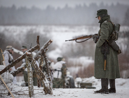 POROZHKI, LENINGRAD REGION, RUSSIA - JAN 25: Historical reenactment of the Operation January Thunder...