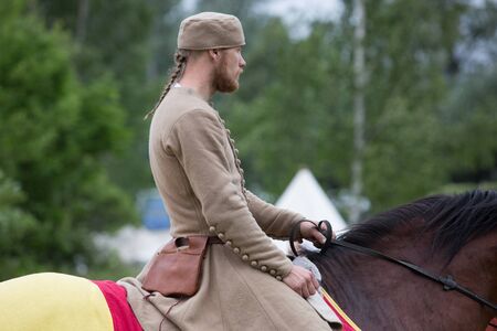 VYBORG, RUSSIA - JUNE 18, 2016: Participants of Festival of medieval culture "Valour of centuries".のeditorial素材