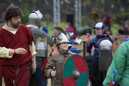 VYBORG, RUSSIA - JUNE 18, 2016: Participants of Festival of medieval culture Valour of centuries.