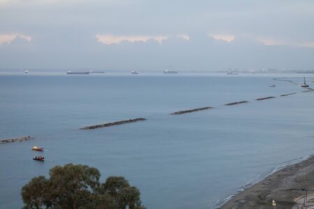 The Mediterranean sea at sunrise time. Limassol, the island of Cyprus.のeditorial素材