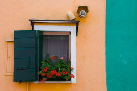 The colors of the walls of Burano island, Venice, Italyの写真素材