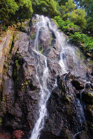 Waterfall at Azores islandsの写真素材