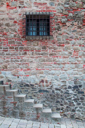 staircase on the brick wallの写真素材