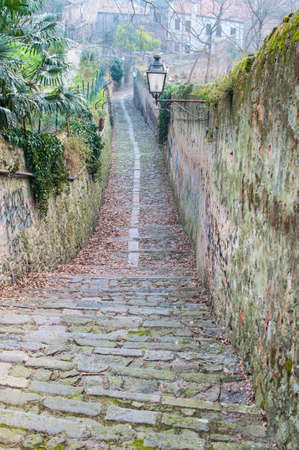 downhill road in the medieval town of monselice