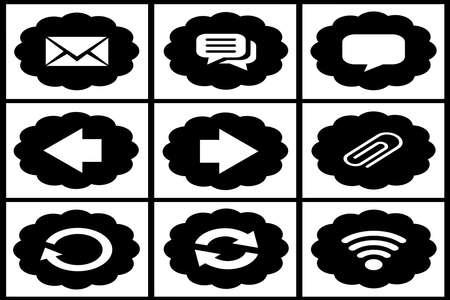 Collection of black web icons on white bakgroundの写真素材