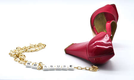 composition to protest against the abuse of womenの写真素材