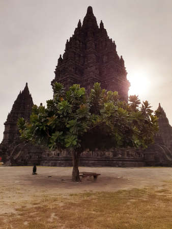 Morning sunrise in Prambanan Temple. The amazing view of sunrise over Prambanan Temple.の写真素材