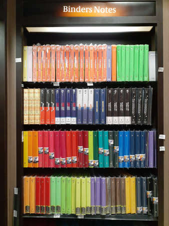 Various of binders notes in a bookstore.のeditorial素材