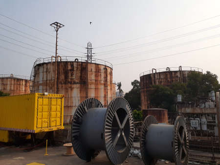 Gas storage facility that is no longer operating. Gas power plant which is a conventional electrical substation in Pulo Gadung, Jakarta.のeditorial素材